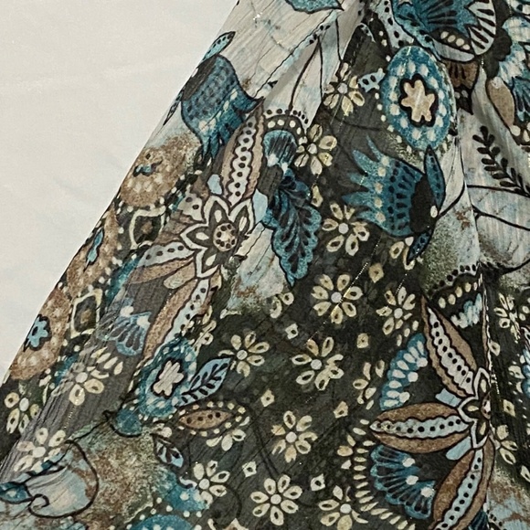 Lane Bryant shirt women 22/24 green multi color long sleeve open shoulder blouse - Picture 5 of 13